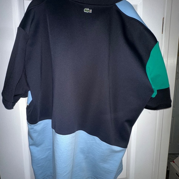 Lacoste Live Colorblock Polo Shirt XXL Black, Blue & Green Stylish Casual Wear - Picture 3 of 7